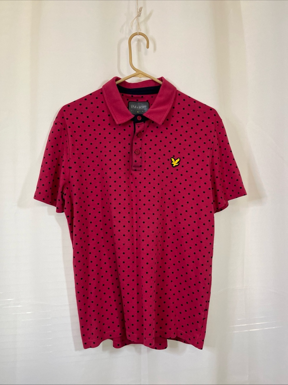 Lyle & Scott Men's Polka Dot Red Cranberry Soft Cotton Golf Polo Shirt Large